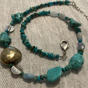 Coldwater Creek Mixed Media 23” necklace, stone/metal